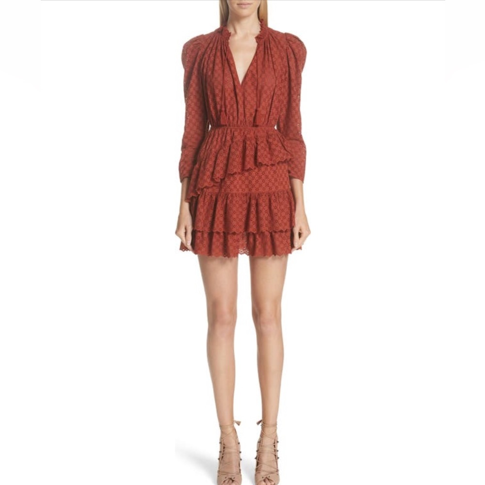 Ulla Johnson Josette Broderie Anglaise Dress Size 4 Women Eyelet Cotton In Umber